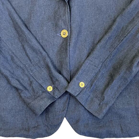 Tommy Hilfiger Sz L Linen Blend Navy Single Breasted Lightweight Blazer Relaxed - Picture 8 of 16